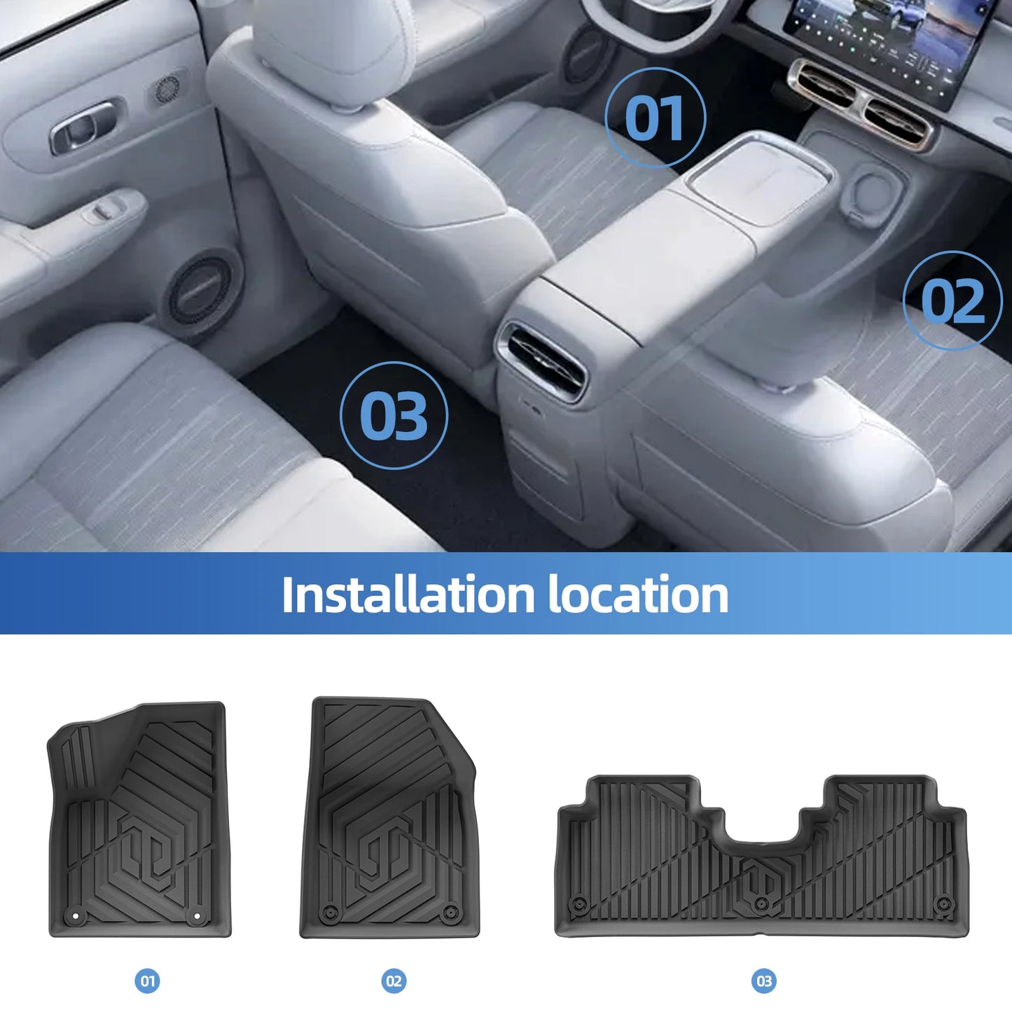 for Leapmotor B10 2025 2026 Car Floor Mats Cargo Liner Trunk Pad TPE 3D Foot Mat Left Hand Drive Waterproof All Weather BLACK