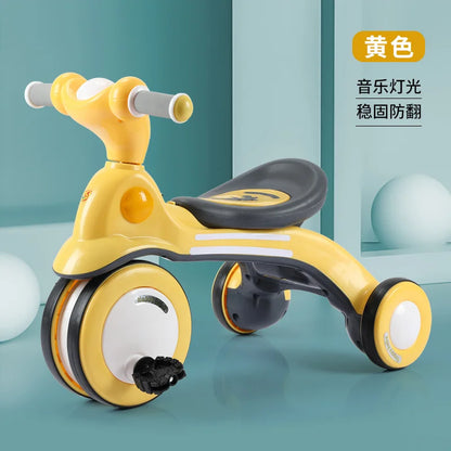 Kiddie Car Anti-rollover Safe Silent Sliding Bike Outdoor Children Pedaling Bicycle with Lights Music Tricycles Toy Gift for Kid