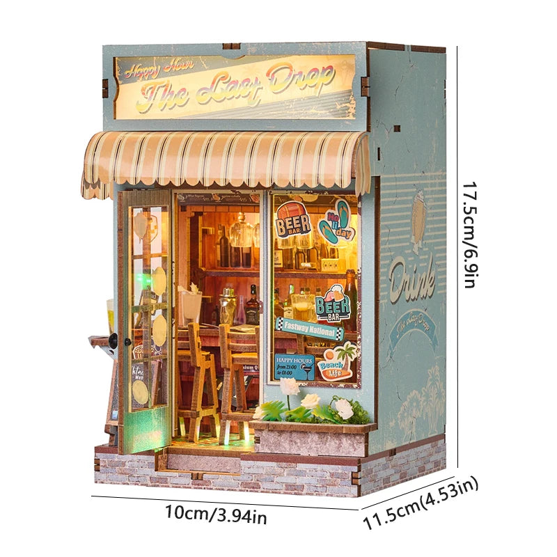 Wooden Book Nook DIY Miniatures Shelf Insert Dollhouse Building Bookshelf Bookend Home Decoration Doll Houses Toys For Xmas Gift
