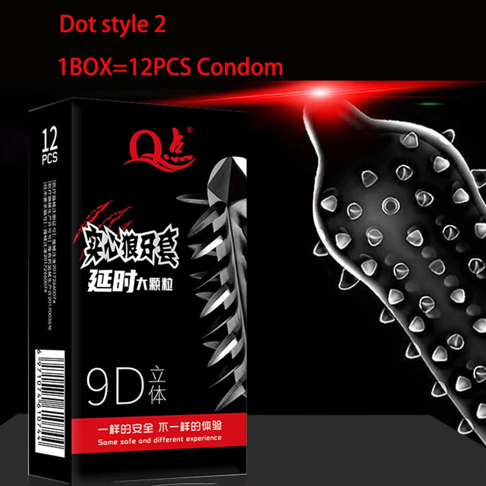5D Dotted Condoms with mustache Ribbed G Point Latex Ultra Thin Condom Orgasm Contraceptives Stimulate Vaginal adults Sex Toys