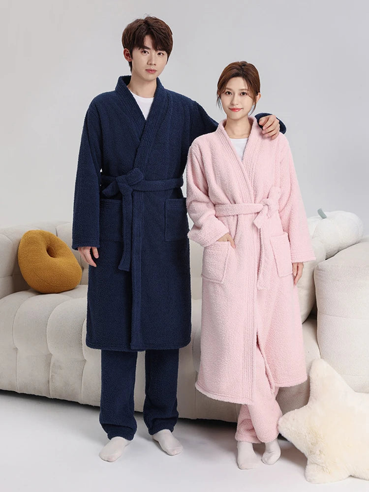 Arctic Velvet Thiened Women's Sp Robe Island Velvet Couples Bath Robe Coral Velvet Men's Home Clothes Autumn Winter Home...