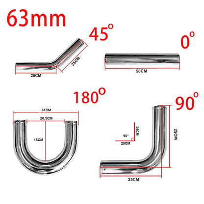 Aluminum Alloy Intake Tube OD 51/57/63/70/76MM Intercooler Pipe Air Tube 0 45 90Degrees 500mm Long for Auto Car