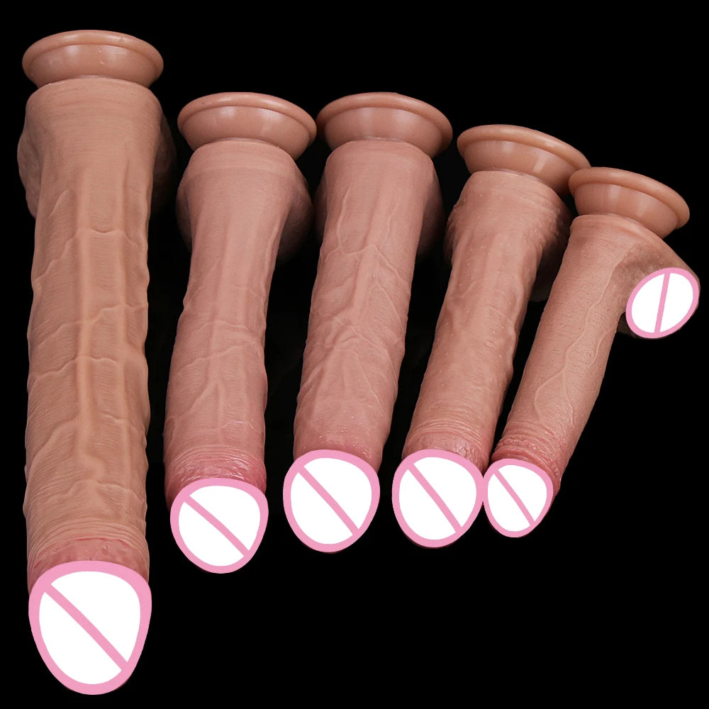 Cheap 5 Sizes Silicone Big Dildo Realistic Skin Feel Fake Penis Soft Small Cock Woman Man Masturbation Suction Cup Anal Sex Toys