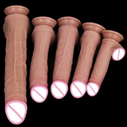 Cheap 5 Sizes Silicone Big Dildo Realistic Skin Feel Fake Penis Soft Small Cock Woman Man Masturbation Suction Cup Anal Sex Toys