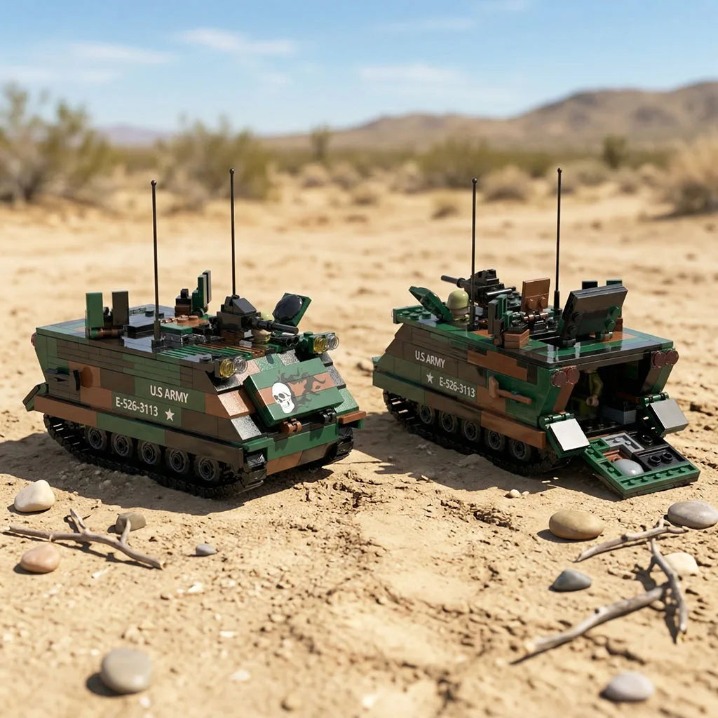 M113 3-Color Army Vehicle Building Blocks Toy Military Armored Personnel Carrier Bricks Set Assembly Kit Gift