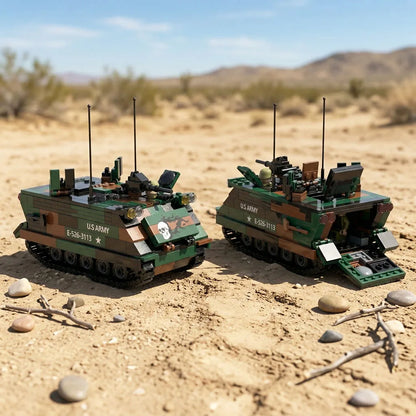 M113 3-Color Army Vehicle Building Blocks Toy Military Armored Personnel Carrier Bricks Set Assembly Kit Gift
