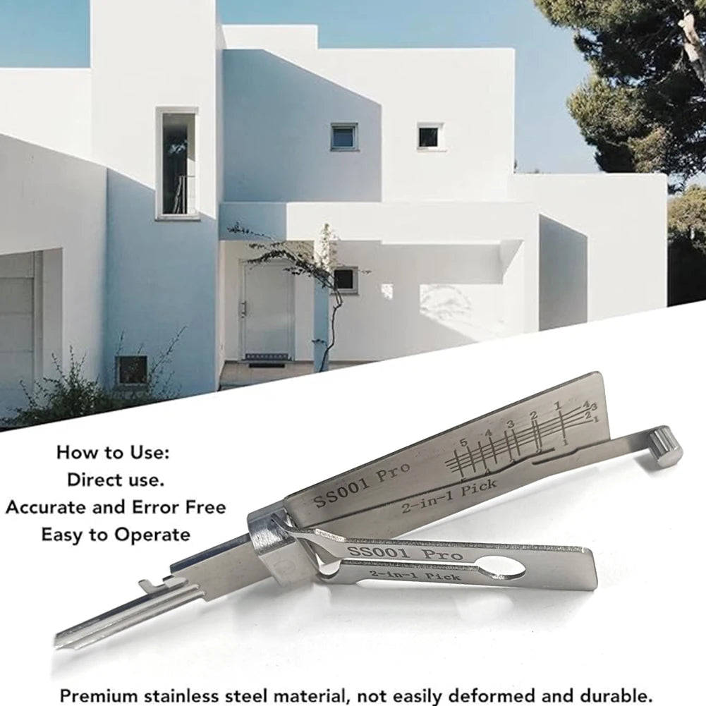 Stainless Steel Key Decoder 2 In 1 Precision Hook & Pick Set Lock Decoder O-ring Pickup Kit Maintenance Repair Hand Tools