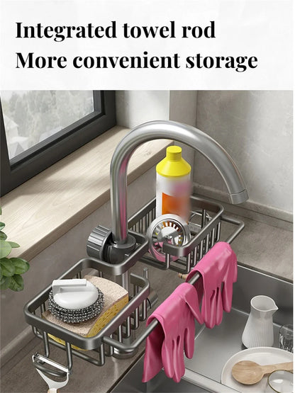Kitchen Sink Drain Rack Sponge Storage Flexible Faucet Holder Soap Drainer Towel Rack Shelf Organizer Kitchen Accessories