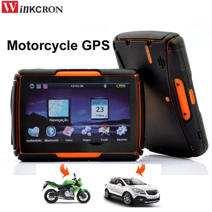 Motorcycle GPS Navigation Car GPS Waterproof IPX67 Dustproof shockproof Bluetooth FM AVIN Built in 8GB free iGo Map