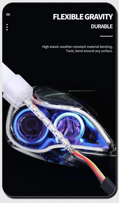 Dynamic Drl RGB Universal LED Headlights Strip Sequential Tun Signal Strip Neon Welcome Lamp Daytime Running Lights APP Control