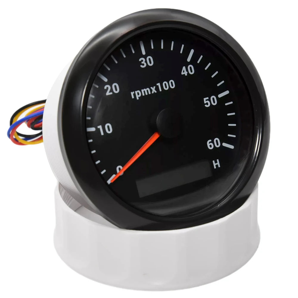 AD 85MM Tachometer with LCD Hour Meter For Marine Boat Car RPM Gauge 0-3000 4000 8000 RPM Meter Tach Sensor 7Colors Backlight