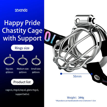 SEVANDA Male Mteal Chastity Cage Sissy Cock Cage Sexy Adult Man Penis Cage Erotic Products with Chastity Belt Sex Toys for Men