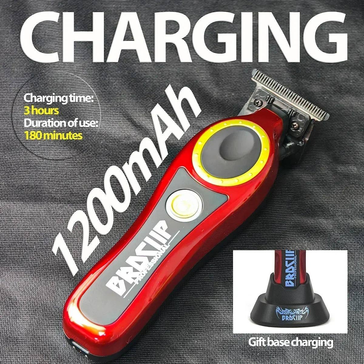 NEW Professional BRDCLIP 101PRO FK701 7700RPM 7000RPM Barbear Clipper Hair Trimmer Shaver for Men Electric Machine with Base