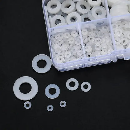 500Pcs M2 M2.5 M3 M4 M5 M6 M8 M10 White Plastic Nylon Flat Washer Flat Gasket Screw Bolt Insulation Washer Assembly Kit