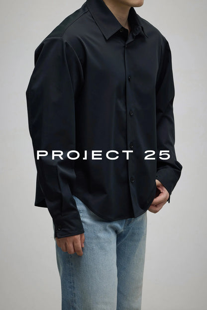 PROJECT 25 Men’s Japanese Solotex® Water-Resistant & Anti-Wrinkle Shirt – Micro-Oversized Cropped Fit, Easy-Care Casual Commuter