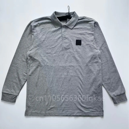 Top Compass Patch Long Sleeved Polo Shirt Spring Autumn All Cotton Casual Men's Luxury Golf Long Sleeved T-shirt Top Asian S-3XL