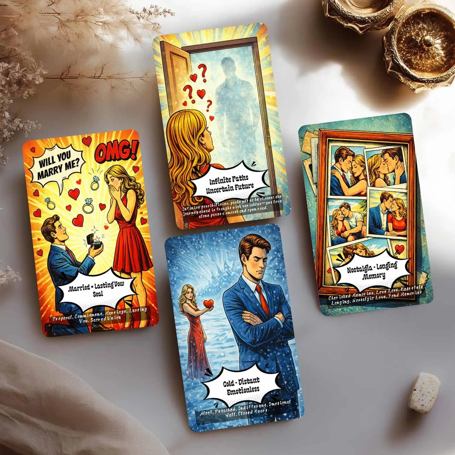 50Pcs  What Will Love Reveal Oracle Cards, 13x8 Cm, Card Game Revealing Truths About Your Love Life and Relationships