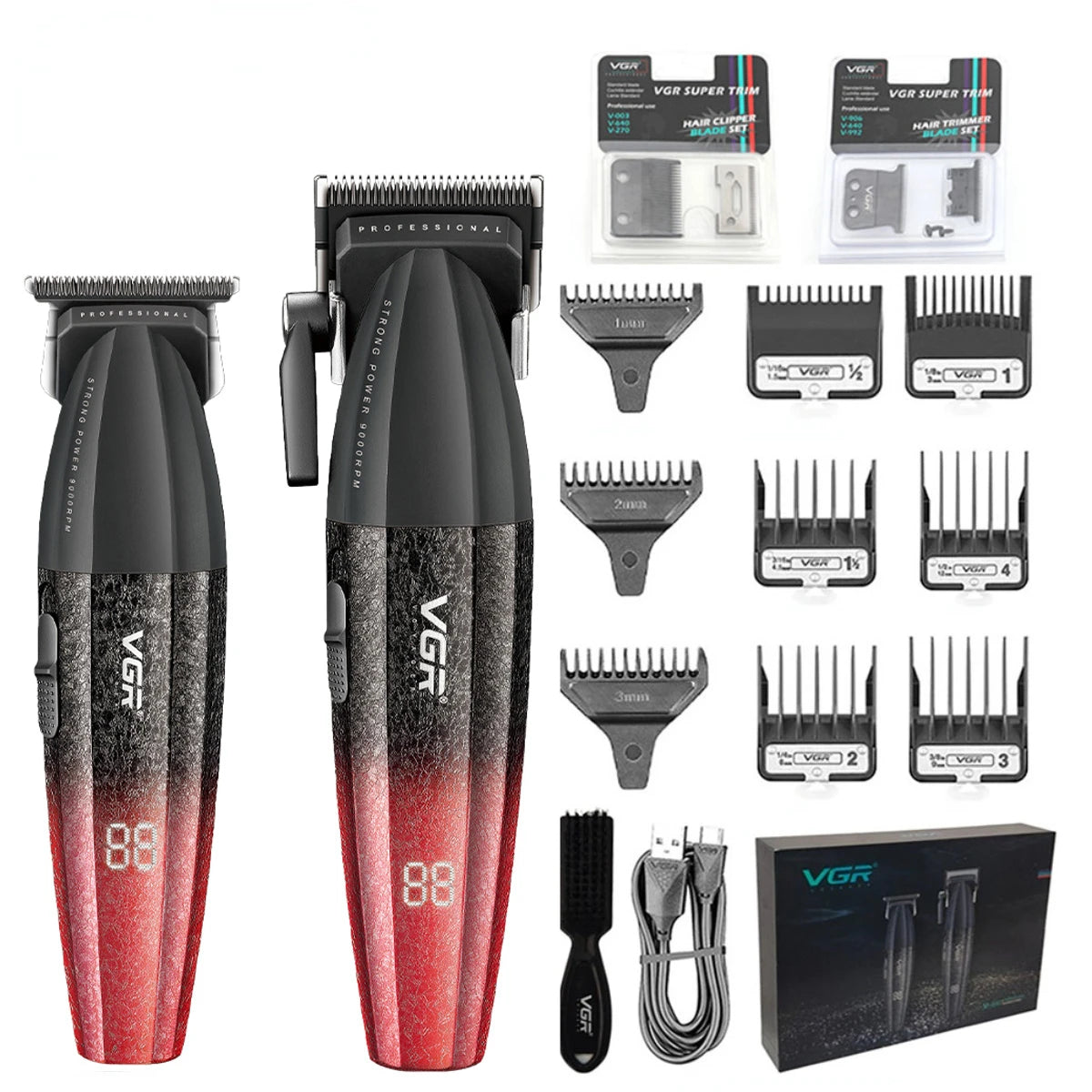VGR Hair Trimmer Professional Clippers Cordless Hair Clipper Electric Clippers 9000 RPM Adjustable Hair Trimmer for Men V-640 s3