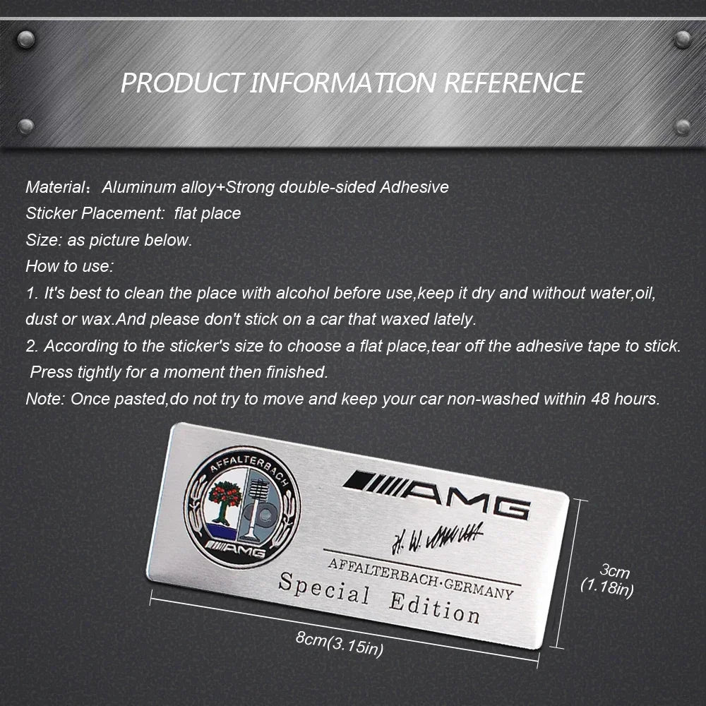 80x30mm car metal AMG badge sticker for Mercedes-Benz W203 W204 W205 W210 W211 W212 W463 W464 W164 W176 CLA CLS GLA decorate