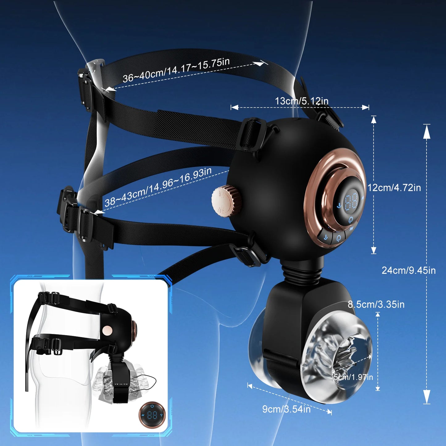 Wearable Automatic Male Masturbator with Removable Belts LCD Adjustable Males Adults Sex Toys Penis Masturbation Stroker for Men