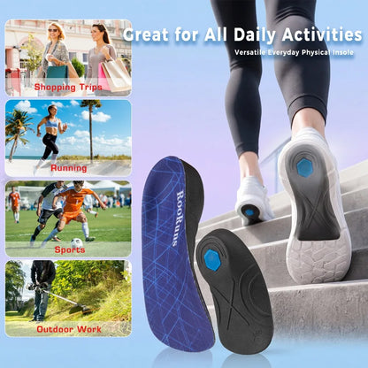 3/4 Plantar Fasciitis Orthotic Insoles, 330 LBS Firm Foot Support Insoles for Flat Feet, Heel Spurs, Overpronation, O/X-Legs