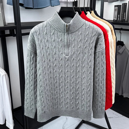 Star Same Best-selling Autumn and Winter Half Zip Lovers' Shirt Long Sleeve Top Fried Dough Twists Sweater High Quality