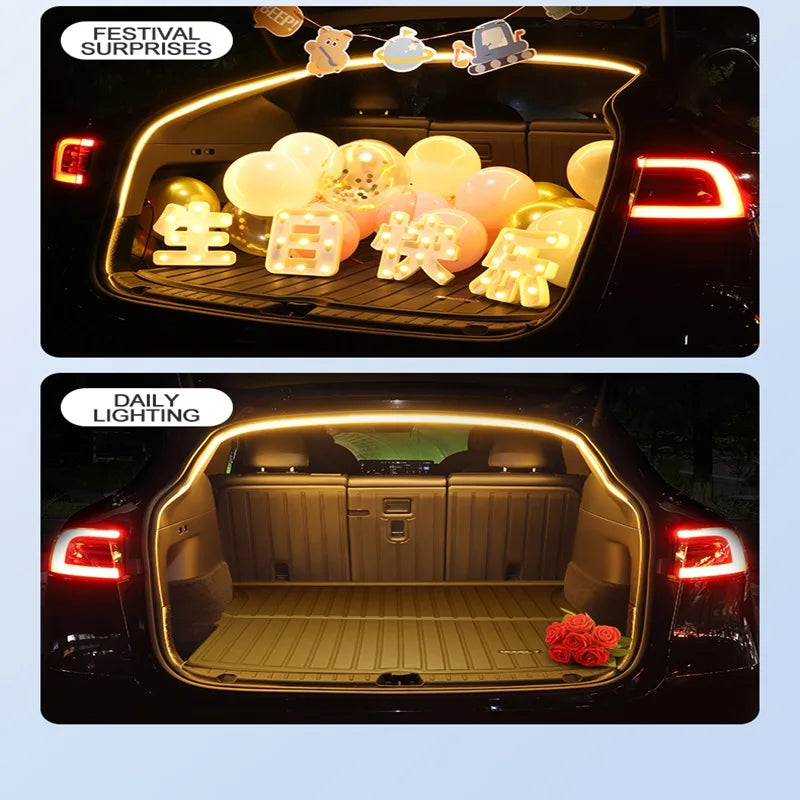 AfterTrunk Light for 2024new Tesla Model Y Bright LED Silicone Light Yellow White Proposal Decoration Rear magnetic induction