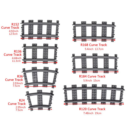 MOC City Bricks Train Flexible Construction Parts Railway Curve Track R104 Building Blocks Model Accessories Compatible 53401