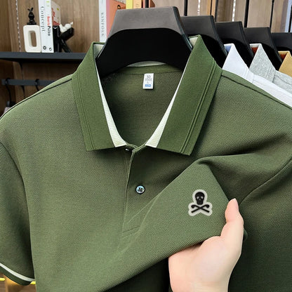 100% Pure Cotton Men's Comfort Breathable Sleek Polo Shirt Business Work Golf Versatile Short Sleeve Premium Offset Printing Tee