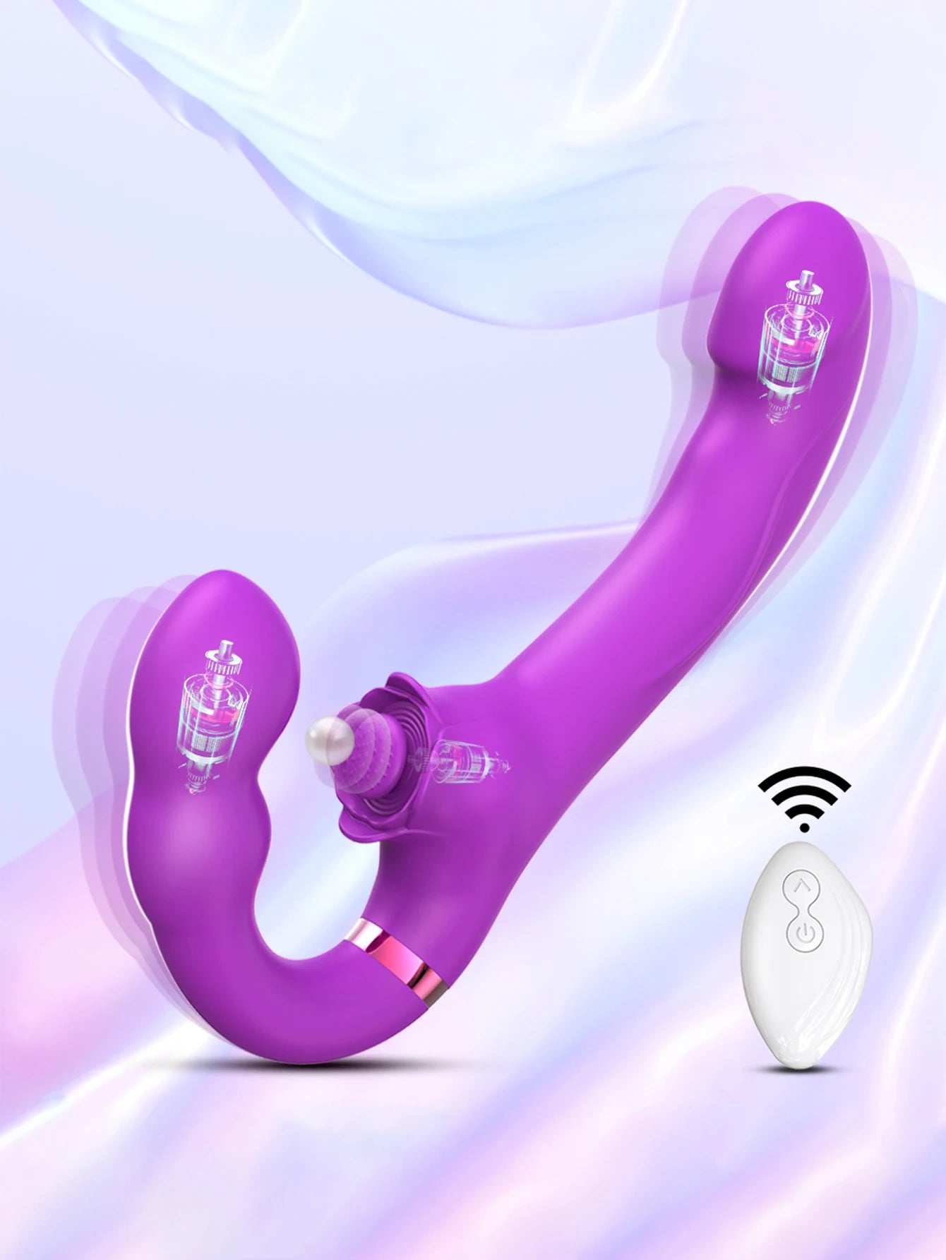 APP Strapless Strap-On G-Spot Dildo Vibrator Realistic Double-Ended Vibrating Butt Plug Anal Sex Toys for Women Lesbians Couples