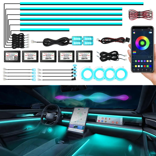 2026 Upgrade Acrylic Interior Car LED Strip Light, Dreamcolor 22-in-1 LED Ambient Lighting with APP Music Sync Decorative Lamps