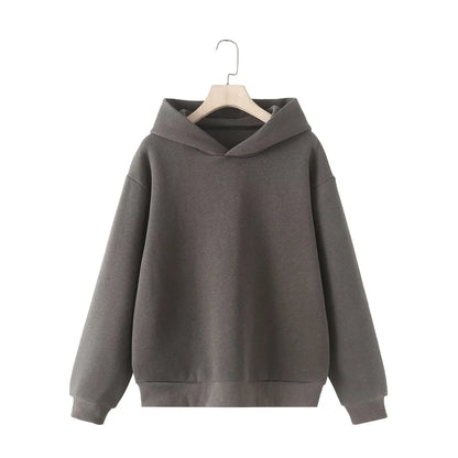 HH Women Solid Casual Sweatshirt Pant Suit Long Sleeve Hooded Fleece Pullover Coat Loose Straight Trousers Office Lady Sets