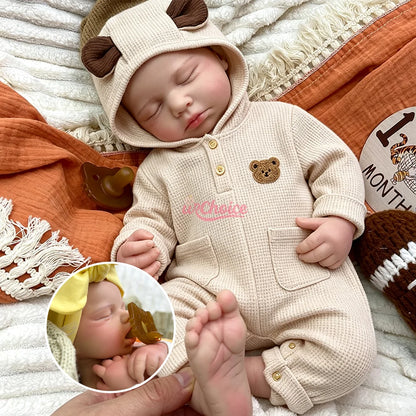 20 Inch Open Mouth Full Silicone Reborn Doll Lifelike Loulou Toy Doll Handmade Art Doll Cute Sleeping Newborn For Collection