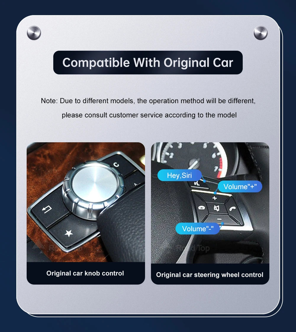 Road Top Wireless CarPlay for Mercedes Benz E-Class W212 E Coupe C207 NTG4.5/4.7/5.0 2011-2015 with Airplay Android Auto