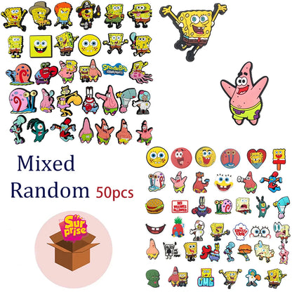 Hot Sales Potdemiel Cartoon Cute Sponge Series PVC Shoe Charms Accessories DIY Creativity Shoe Decorations Buckle Gifts