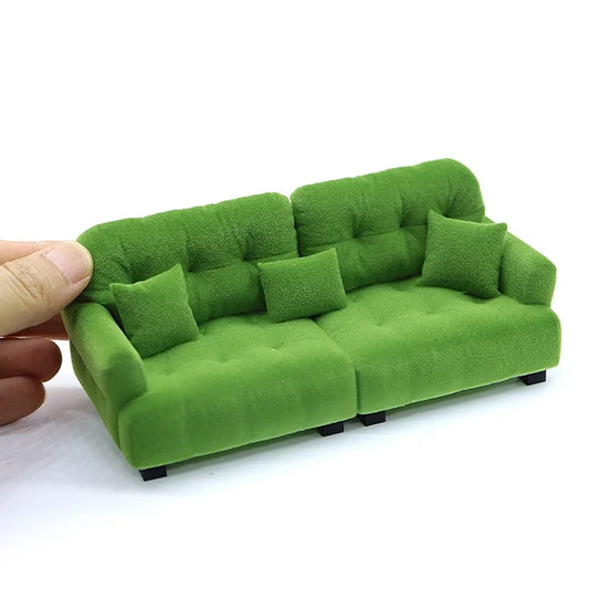 Dollhouse Simulation Flocking Sofa Model Dollhouse Mini Living Room Furniture Decoration Accessories Pretend Play Toys