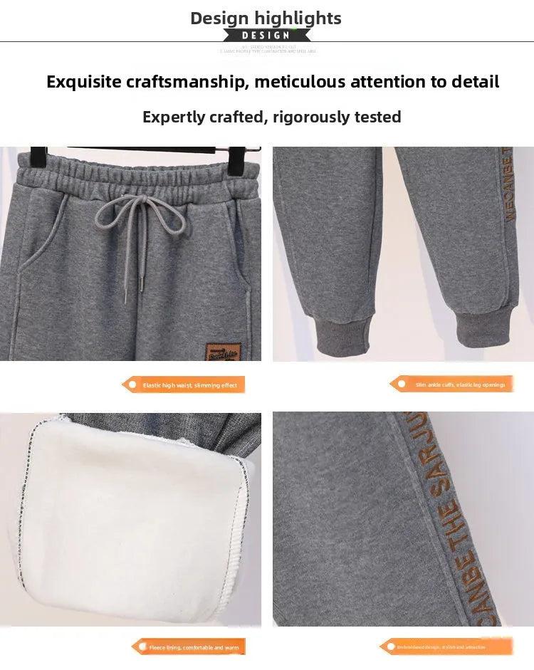 Thickened Fleece Cotton Harlan Pants Women's Casual Sports Sweatpants High Waist Elastic Bottom Leisure Trousers for All Seasons