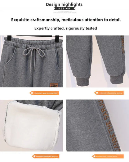 Thickened Fleece Cotton Harlan Pants Women's Casual Sports Sweatpants High Waist Elastic Bottom Leisure Trousers for All Seasons