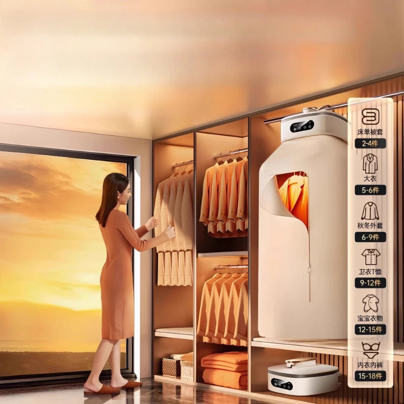 Portable dryer AI humidity recognition mite removal protective clothing light sound operation multi-functional winter heater