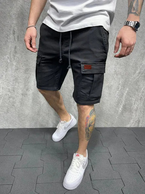 Men's Cargo Shorts Casual Work Pants Loose Fit High Street Short Pants Clothing Drawstring Sports Male Outfit Shorts