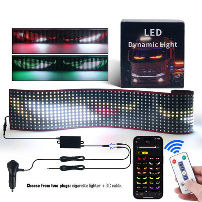 LED Truck Car Devil Eye Dynamic Pixel Panel Light Soft Foldable Lighting Scrolling 12V 24V For Board Windshield APP Remote