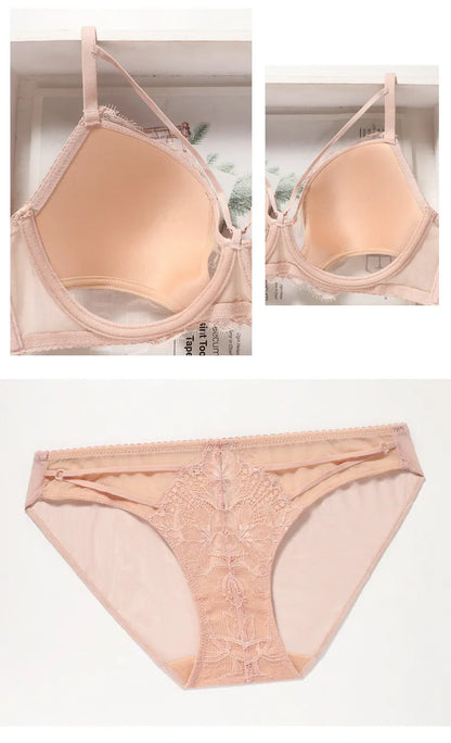 Hot Sale French Lace Bra Soft Underwire High Support Push Up Anti Sagging Sexy Nude Back Stylish Bra Size S-XL 32-38 Hot Search