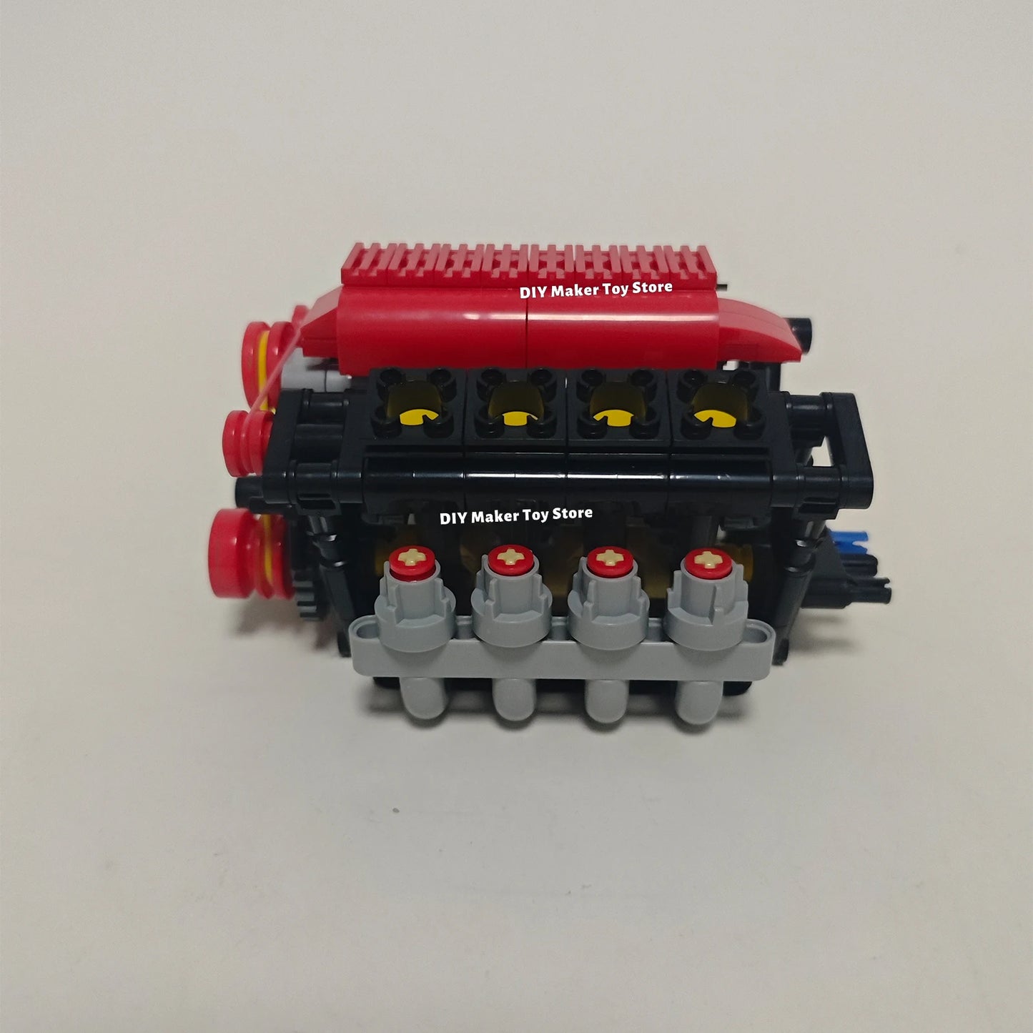 MOC Super V8 Engine Simulation Model Building Blocks Technology Car Parts 6 Speed Gearbox Power Motor Battery Box Boys Toys Gift