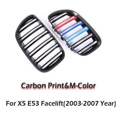 Front Bumper Kindey Grille Carbon M Style For BMW X5 E53 Facelift 2004 2005 2006 X5M Exterior Parts Grills Cover Car Accessories