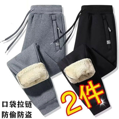 Extra Thick Lamb Velvet Men's Winter Fleece Lined Special Thick Cotton Trousers Autumn Winter Style Sport Sweatpants Casual P...