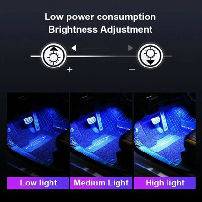 LED Car Interior Ambient Foot Light Kit With USB Cigarette Lighter Backlight Remote App Music Control Auto RGB Decorative Lamp