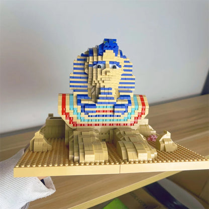 Sphinx Model Building Micro Mini Bricks Blocks Set - DIY Egypt Statue Puzzle with Interlocking Bricks for Creative Display
