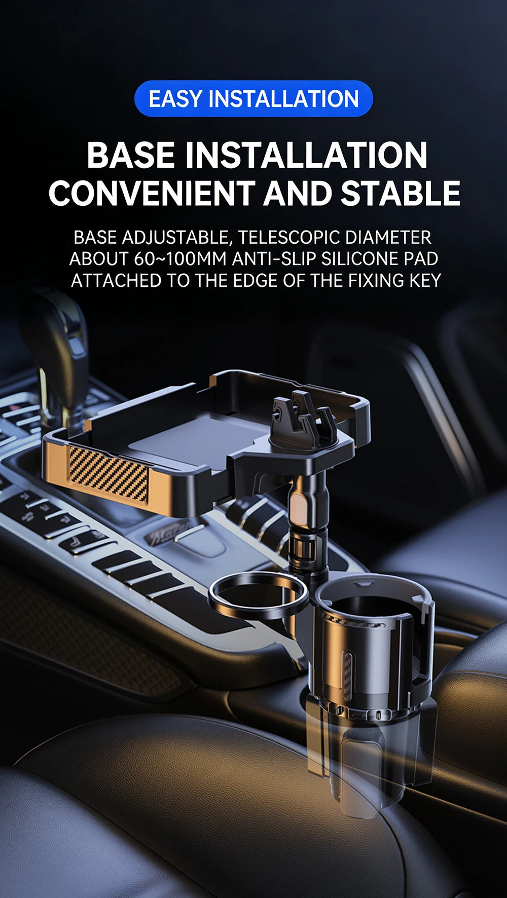 Cup Holder Tray for Car Dual Cap Holder 4 In 1 Adjustable Car Cup Holder Car Drink Phone Holders Snack Tray Expander