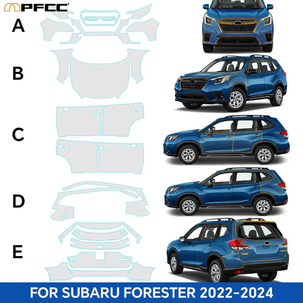 9Mil For Subaru Forester 2022-2024 PPF TPU Pre-cut Paint Protection Film Anti-Scratch Invisible Clear Resistant Car Wrap Film