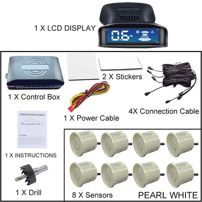 Auto Parktronic 8-Sensor Parking Radar Backlight LCD Monitor Universal Reverse Detection System For Cars